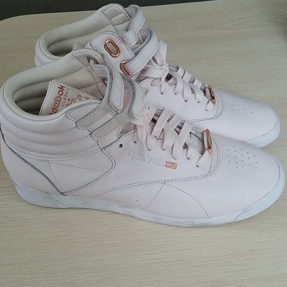 pink hi top reebok classics